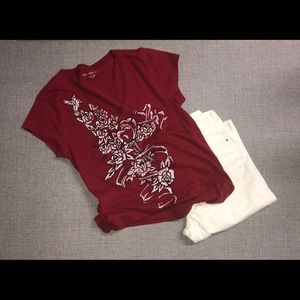 Red Beaded Cotton CK Tee
